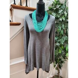 Camille & Company Women's Gray Rayon Round Neck Long Sleeve Top Tunic Size Large
